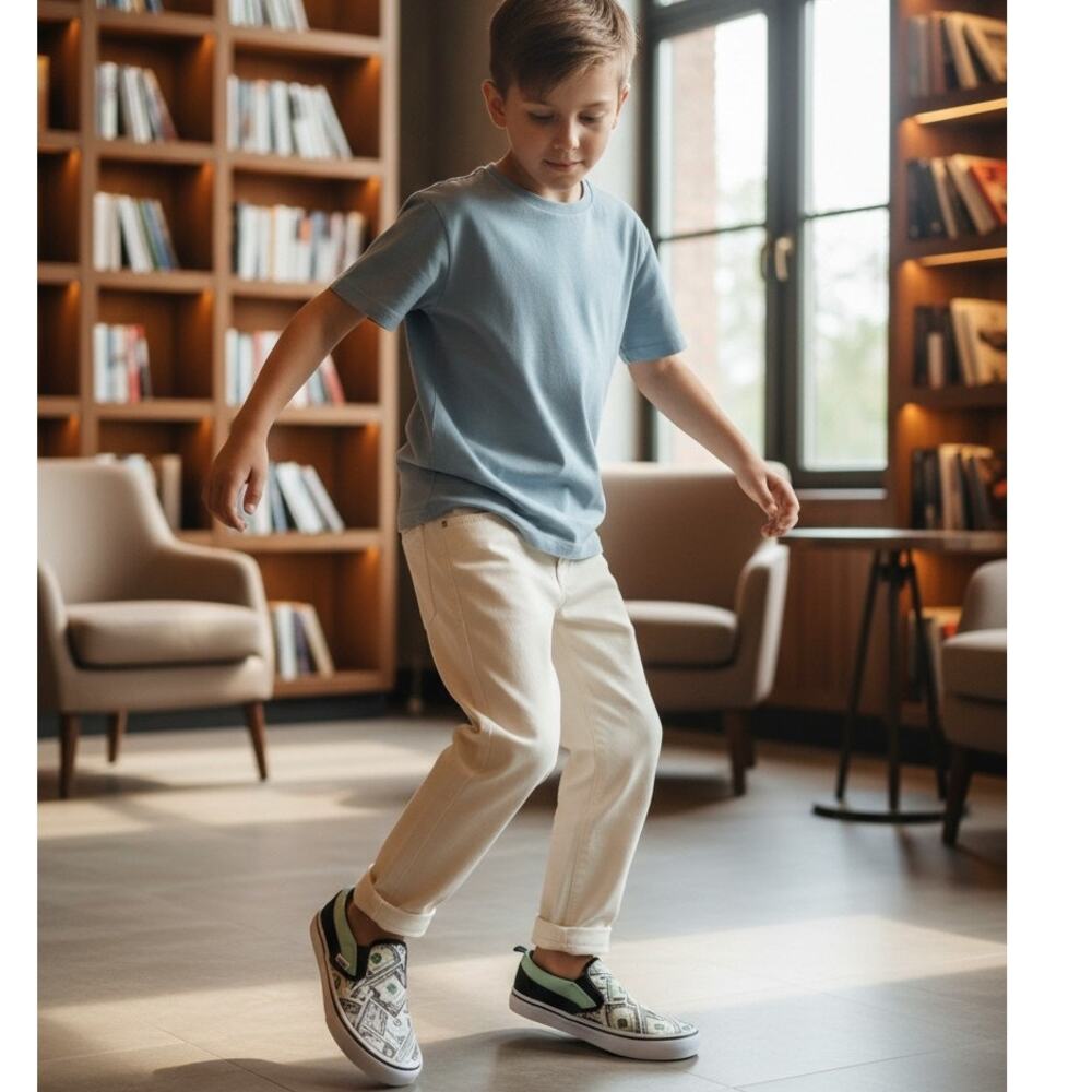 AIRWALK Cash Graphics Boys New w/Tags Black & Green Slip-On Sneakers - Size 3